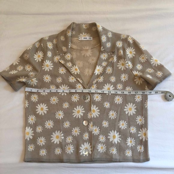 Mango Floral Short-Sleeve Collar Cardigan Button Up Shirt - Picture 7 of 10